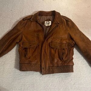 Vintage Berman’s L Leather Men’s Bomber Jacket Distressed Made In Korea